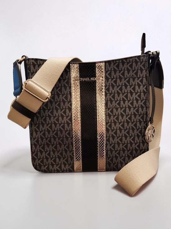 Michael Kors Handbags - Michael Kors Signature Crossbody Bag in Black and Mettalic Accents